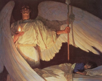 Thomas Blackshear "Watchers In The Night" Art Print Guardian Angel Holy Spirit Flame Sleeping Child  Picture Photograph Poster 437C