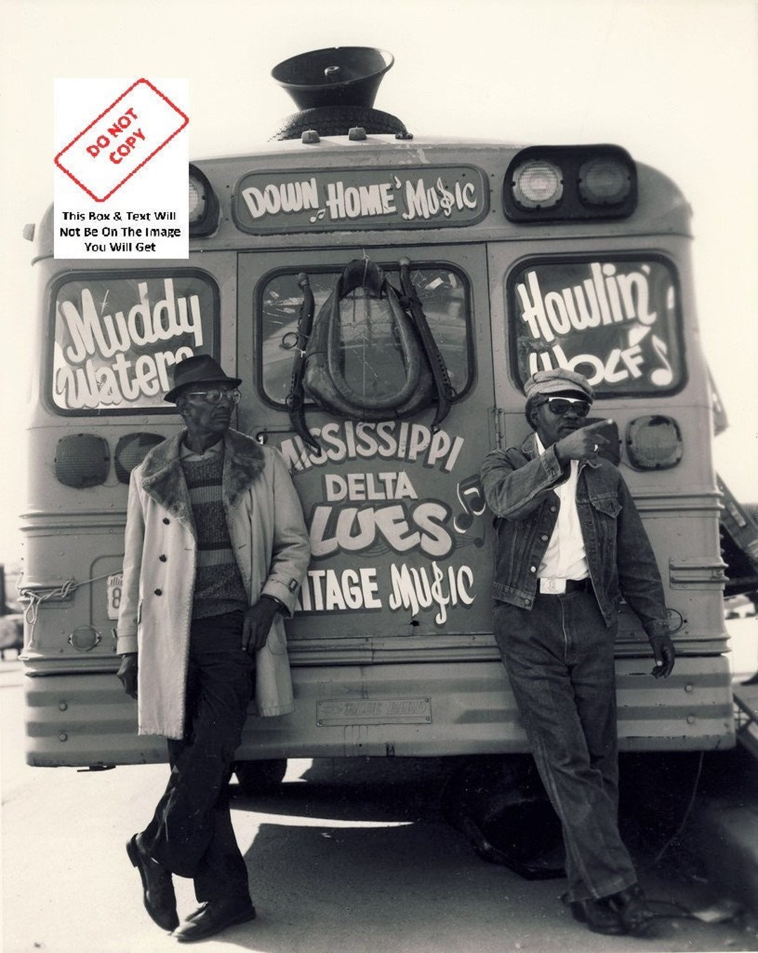 Muddy Waters & Howlin Wolf on Tour Bus Blues Singer Jazz Vintage Photo