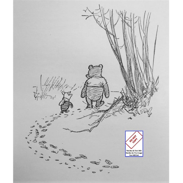Winnie the Pooh E. H. Shepard Illustration from bear book Piglet Alfred A A Milne pooh and piglet friends nursery room print poster E107