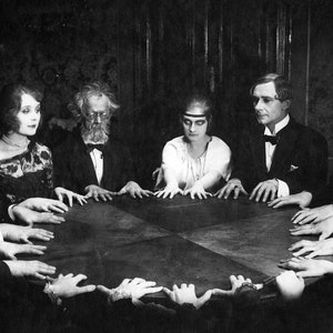 Creepy Vintage Seance Scary Strange Vintage Photo Spooky Contact Dead Spirits Spiritualism Ghosts Seance Group Talk Vintage Print 9976