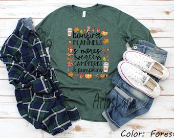 Bonfires Fall Long Sleeve Shirt,Fall Long Sleeve Shirt,Fall Shirt,Pumpkin Fall Shirt,Fall Shirts For Women,Long Sleeve Shirts For Women