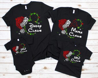 Mama Claus-Daddy Claus-Mini Claus-Grandpa Claus-Grandma Claus Matching Christmas Shirts,Disney Christmas Shirts,Mickey Very Merry Christmas