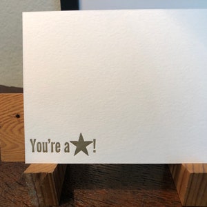 You&#39;re a Star, Gold Letterpress note cards