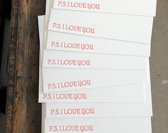 P.S. I LOVE YOU, Letterpress note cards, handmade