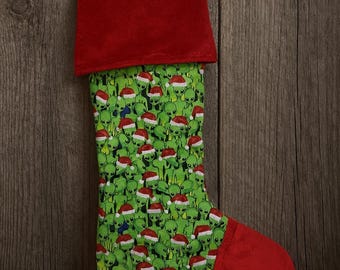 Holly Jolly Green Aliens Gothic Christmas Stocking, Beautiful Alternative Holiday Decor, Invasion, Mars, Space & Are you my mother?