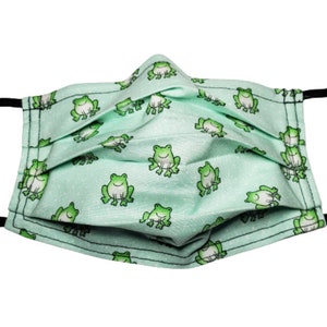 Frog Ribbits Mask Reusable Adjustable Face Mask with Nose Pinch Wire and Filter Compartment 2 layers 100% cotton