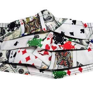 Casino-nachtgezichtsmasker Verstelbaar herbruikbaar gezichtsmasker met neuskneldraad en filtercompartiment