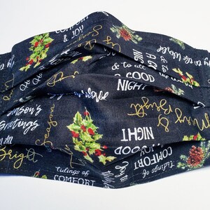 Merry & Bright Christmas Reusable Adjustable Face Mask With Filter Compartment and Nose Pinch Wire