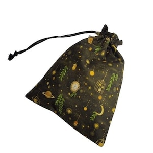 Tarot Card Deck Pouch, Dice Pouch, Drawstring Pouch 100% Cotton - Star Seedlings Design