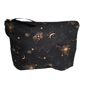 Metallic Cosmos Witchy Cosmetic bag | Witchy Gothic Pencil Pouch | Gothic Travel Pouch | Water-Resistant Zipper Bag | Gothic Art Supply Case