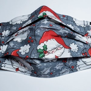 Santa Claus Christmas Reusable Adjustable Face Mask With Filter Compartment and Nose Pinch Wire