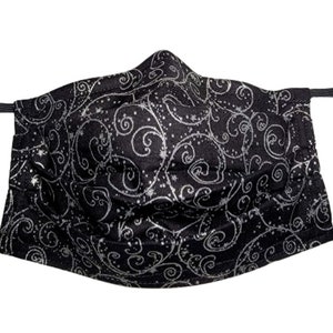 Metallic Swirls Mask Adjustable Face Mask with Nose Pinch Wire and Filter Compartment
