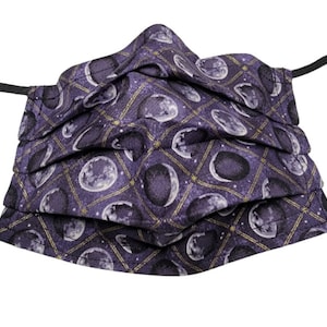 Moon Phases Mask Adjustable Reusable Face Mask with Nose Pinch Wire and Filter Compartment 100% cotton double layer