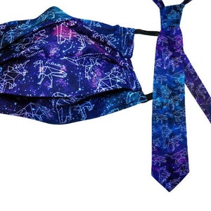 Dinosaur Constellations Fun Cotton Business Tie Accessory (Matching Mask optional)