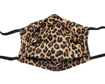 Cheetah Print Face Mask, Handmade Cotton Mask with Filter Pocket