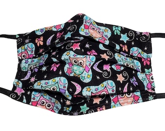 Pastel Owls Face Mask, Reusable, Adjustable, with Filter Pocket