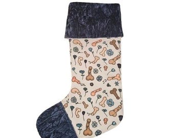 Peenie Weenies Christmas Stocking, Privates, multi colored Alternative Holiday Decor, Naughty List,  Party Gift, Fun Bachelorette Time