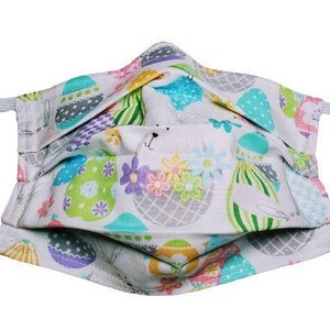 Spring Bunny Baskets Easter Mask Reusable Adjustable Face Mask with Nose Pinch Wire and Filter Compartment