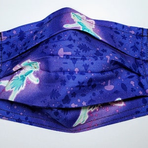 Glow in the Dark Fairies Reusable Adjustable Face Mask With Filter Compartment and Nose Pinch Wire