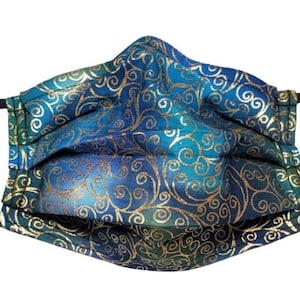 Metallic Twirls Adjustable Face Mask with Nose Pinch Wire and Filter Compartment
