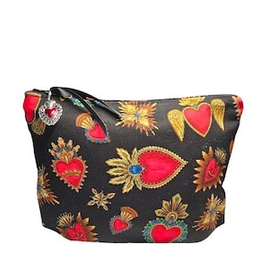 Sacred Hearts Cosmetic bag | Witchy Gothic Pencil Pouch | Gothic Travel Pouch | Water-Resistant Zipper Bag | Gothic Art Supply Case