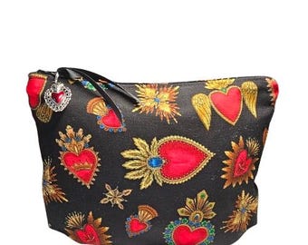 Sacred Hearts Necessär | Häxig gotisk pennväska | Gotisk reseväska | Vattentålig dragkedjaväska | Gotisk konstförsörjningsväska