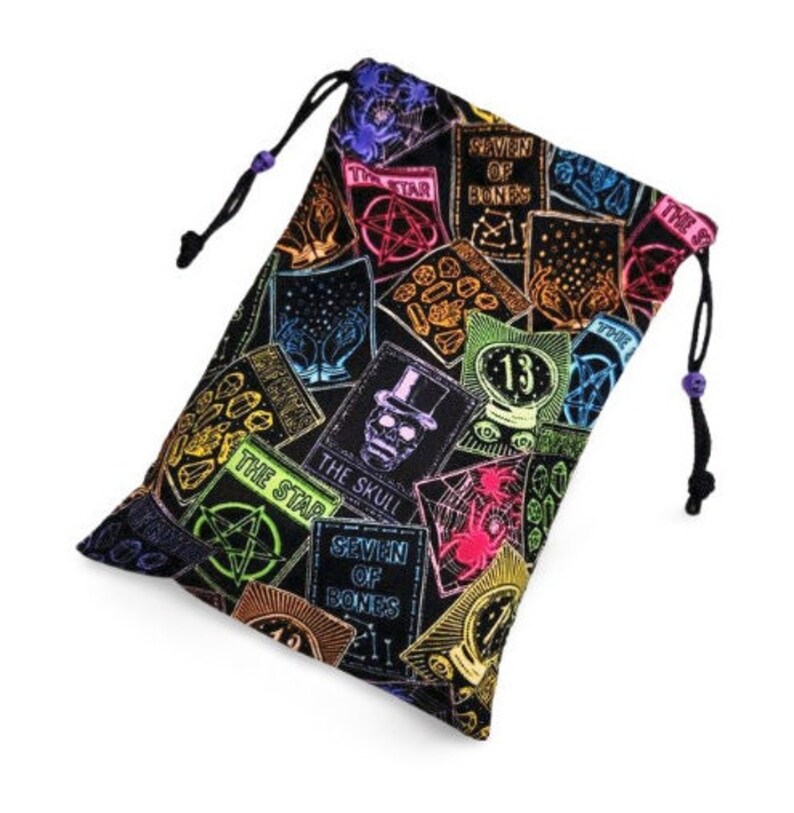 Tarot Card Deck Pouch, Dice Pouch, Drawstring Pouch 100% Cotton - Neon ...