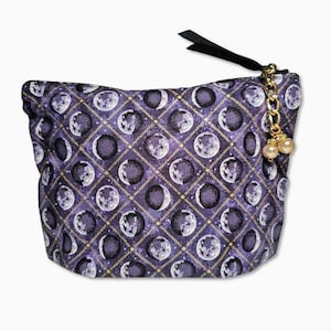Moon Phases Witchy Cosmetic bag | Witchy Gothic Pencil Pouch | Gothic Travel Pouch | Water-Resistant Zipper Bag | Gothic Art Supply Case