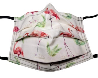 Flamingo Pond Handmade Reusable Adjustable Face Mask with Nose Pinch Wire and Filter Compartment 2 layers 100% cotton