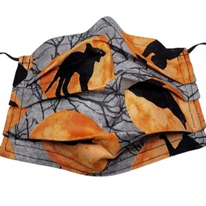 Hiss at the Moon Black Cat Mask Adjustable Reusable Face Mask with Nose Pinch Wire and Filter Compartment 100% cotton double layer