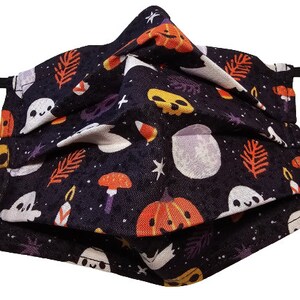 Little Ghosties and Pumpkins Mask Adjustable Reusable Face Mask with Nose Pinch Wire and Filter Compartment 100% cotton double layer
