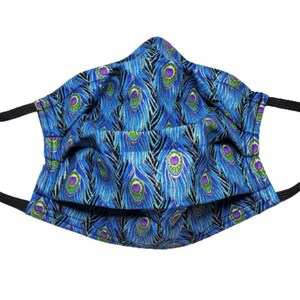 Peacock Queen Mask Reusable Adjustable Face Mask with Nose Pinch Wire and Filter Compartment 100% cotton double layer