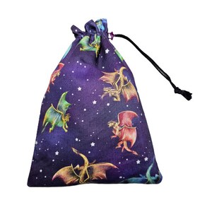 Dragons Dice Pouch, Deck Pouch, Drawstring Pouch 100% Cotton - Star Seedlings Design