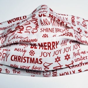 Merry Christmas Reusable Adjustable Face Mask With Filter Compartment and Nose Pinch Wire