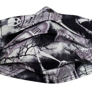 RIP Headstones Mask Adjustable Reusable Face Mask with Nose Pinch Wire and Filter Compartment 100% cotton double layer