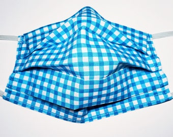 Blue Plaid Reusable Mask