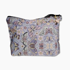 Purple Butterflies Cosmetic bag | Witchy Gothic Pencil Pouch | Gothic Travel Pouch | Water-Resistant Zipper Bag | Gothic Art Supply Case