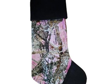 Pink Camo Christmas Stocking, Woody Branches, Alternative Holiday Decor, Hunters Camo Stocking , Country Beautiful Aesthetic Gift