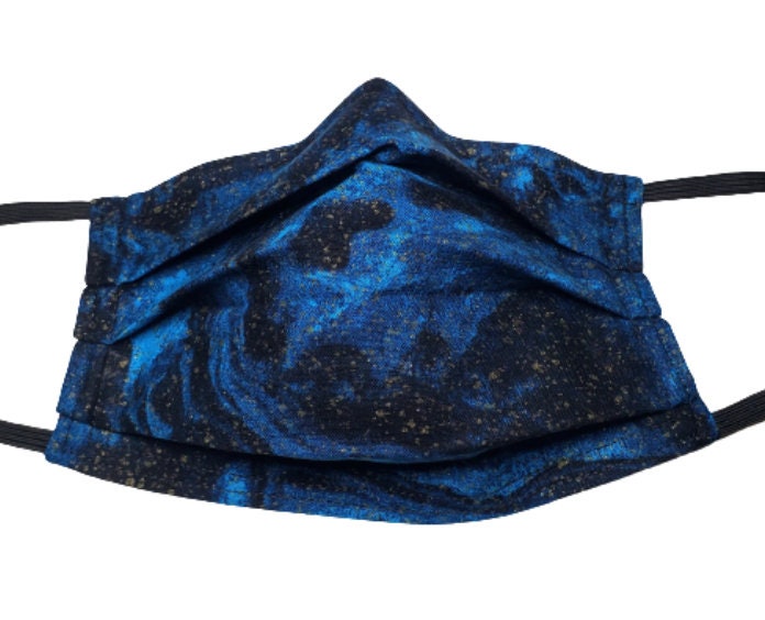 Metallic Ocean Marble Adjustable Face Mask With Nose Pinch Etsy