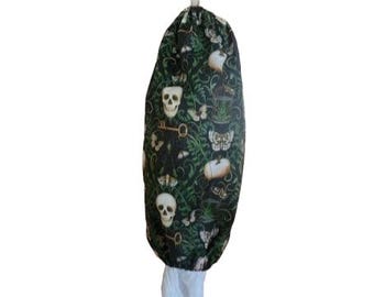 Skulls & Moths Gothic Plastic Bag Holder - Dispenser