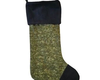 Forest Moss Velvet Gothic Christmas Stocking, Green & Black, woodsy, Holiday Decor, Witchy Stocking ,  Forest Witch Beautiful Aesthetic Gift