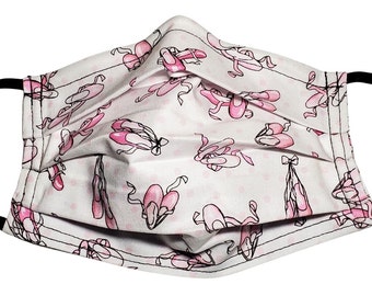 Pink Ballerina Face Mask, Reusable Cotton Mask with Nose Wire