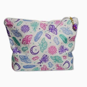 Witchy Moths Cosmetic bag | Witchy Gothic Pencil Pouch | Gothic Travel Pouch | Water-Resistant Zipper Bag | Gothic Art Supply Case