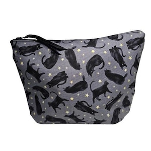 Lucky Black Cat Witchy Cosmetic bag | Witchy Gothic Pencil Pouch | Gothic Travel Pouch | Water-Resistant Zipper Bag | Gothic Art Supply Case