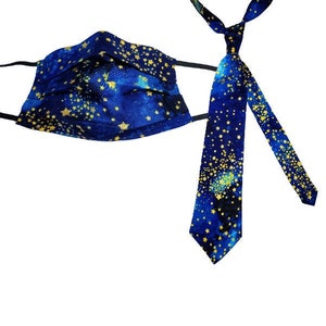 Space Stars Fun Cotton Business Tie Accessory (Matching Mask optional)