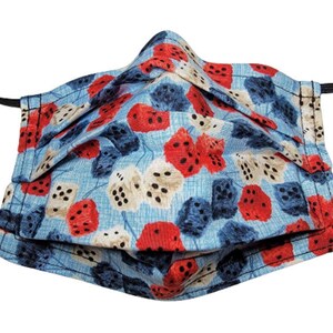 Lucky Fuzzy Dice Gezichtsmasker Verstelbaar Herbruikbaar Gezichtsmasker met Neus Knijpdraad en Filter Compartiment