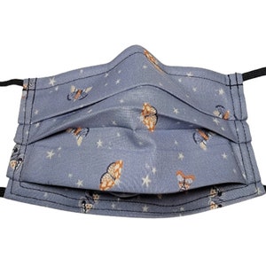 Starry Moths Mask Adjustable Reusable Face Mask with Nose Pinch Wire and Filter Compartment 100% cotton double layer