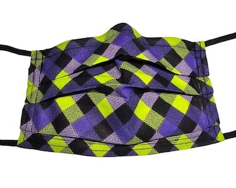 Haunting Halloween Plaid Mask Adjustable Reusable Face Mask with Nose Pinch Wire and Filter Compartment 100% cotton double layer