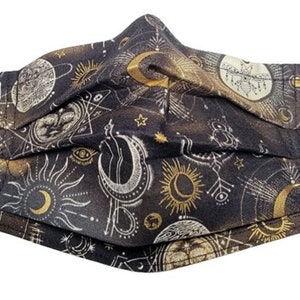 Moon Glyphs and Bees Mask Adjustable Reusable Face Mask with Nose Pinch Wire and Filter Compartment 100% cotton double layer