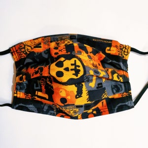 Spooky Skulls Reusable Face Mask with Nose Pinch and Filter Compartment